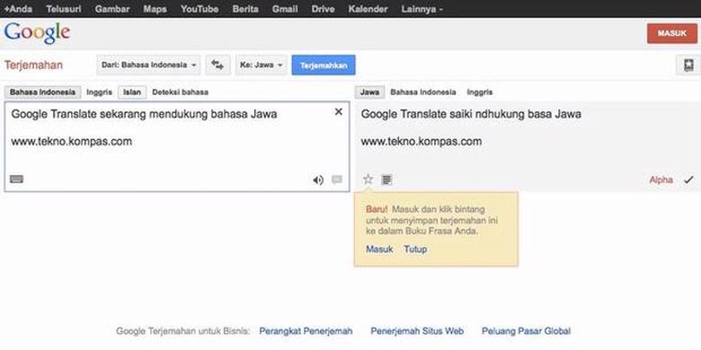 google translate jawa indo